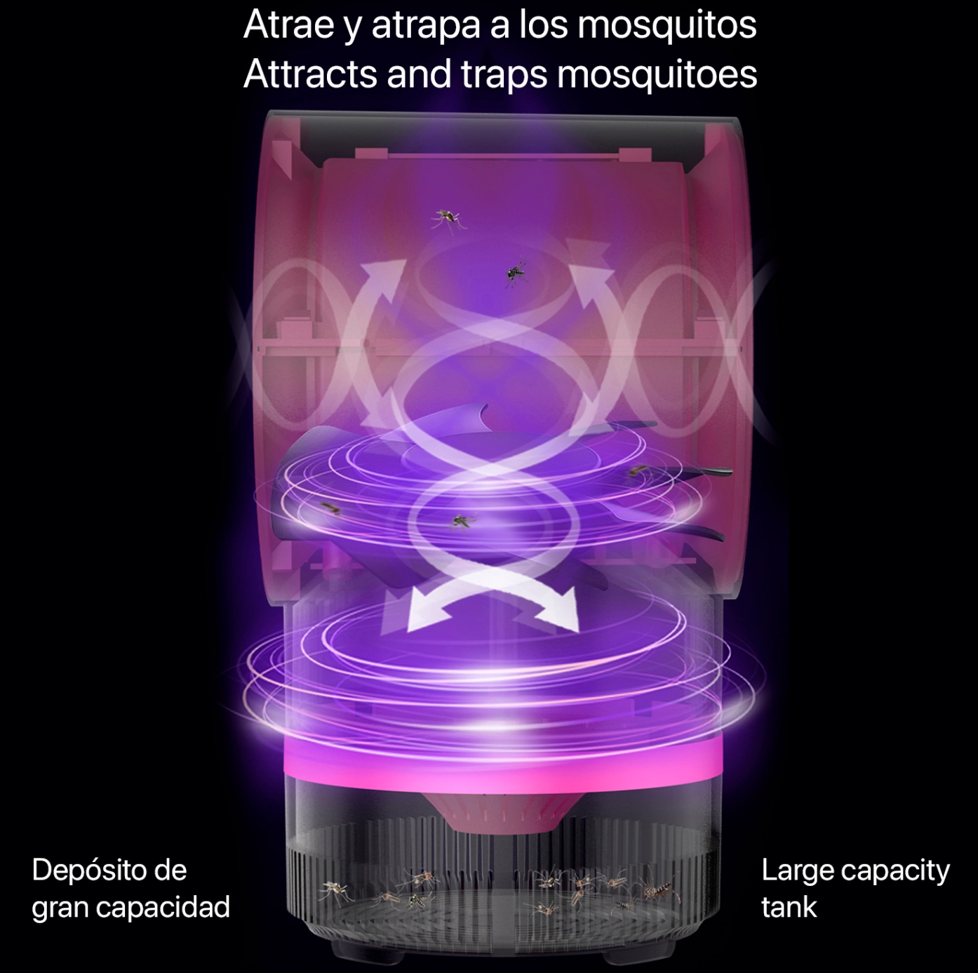 Atrapa Mosquitos Eléctrico W4 con Luz LED UV y Aspirador